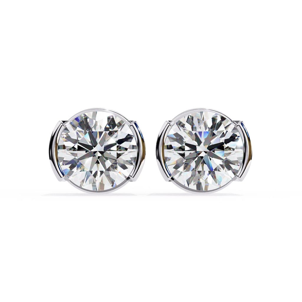 2.57 Carat Lab Grown Round Cut Diamond Tiny Stud Earrings