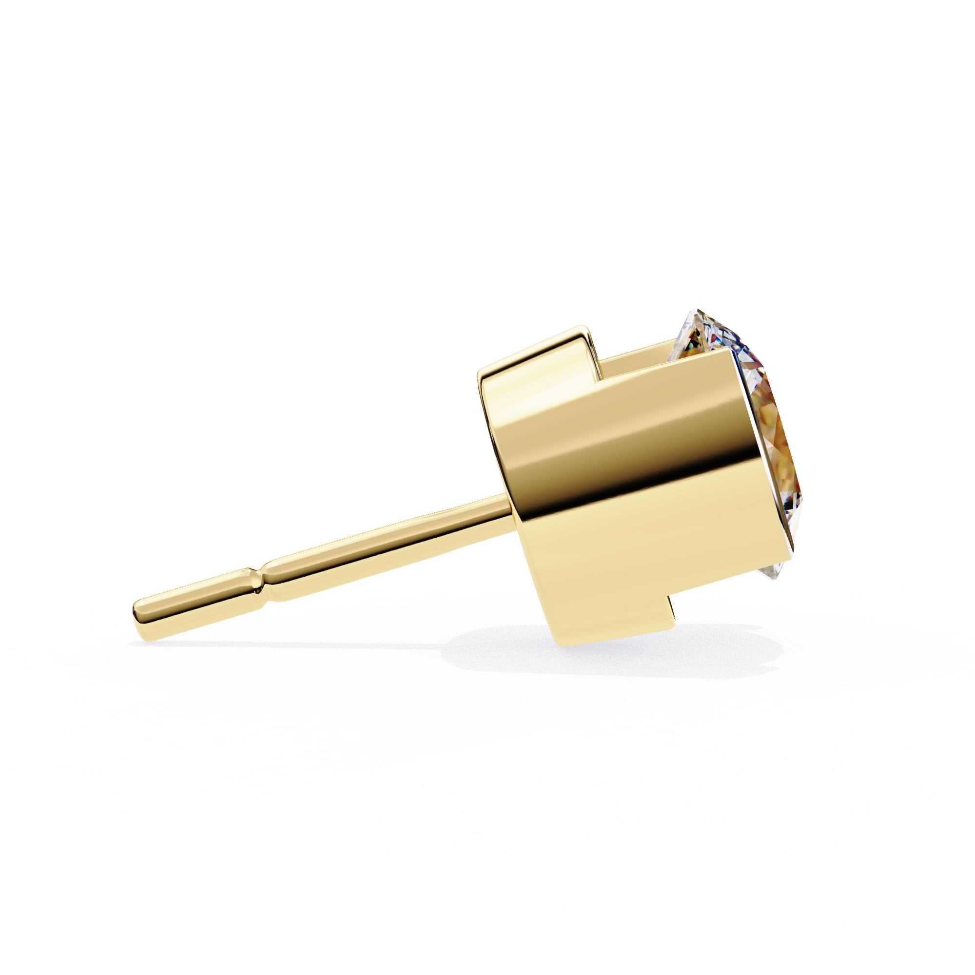 Round stud half bezel earrings