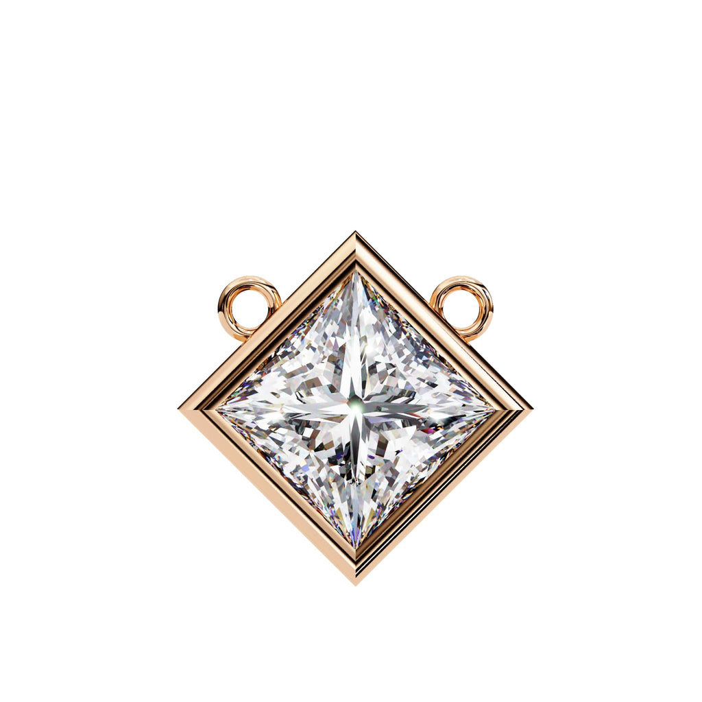 2 Carat Stylish Princess Cut Lab Grown Diamond Bezel Pendant