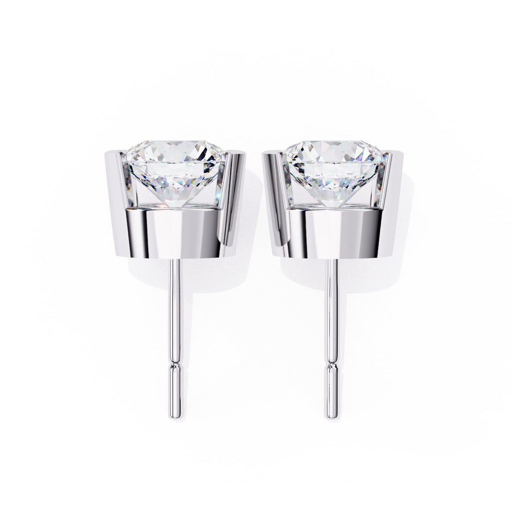 Round stud half bezel earrings