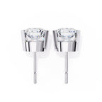 Round stud half bezel earrings