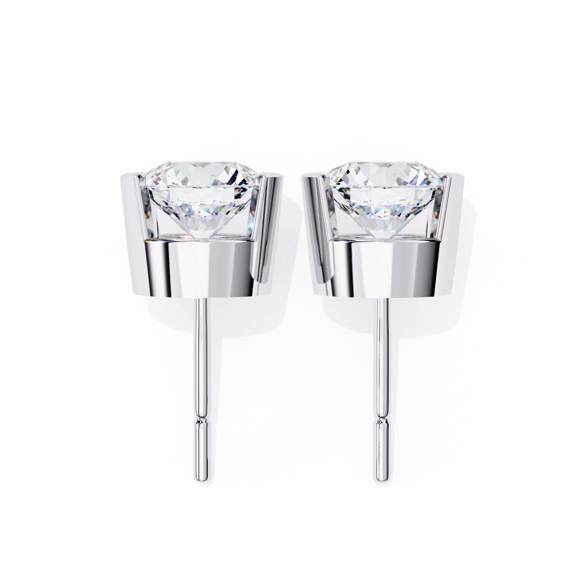 Lab Grown Round Diamond Half bezel Set Earrings