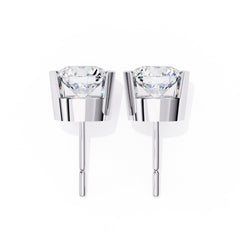 Round stud half bezel earrings