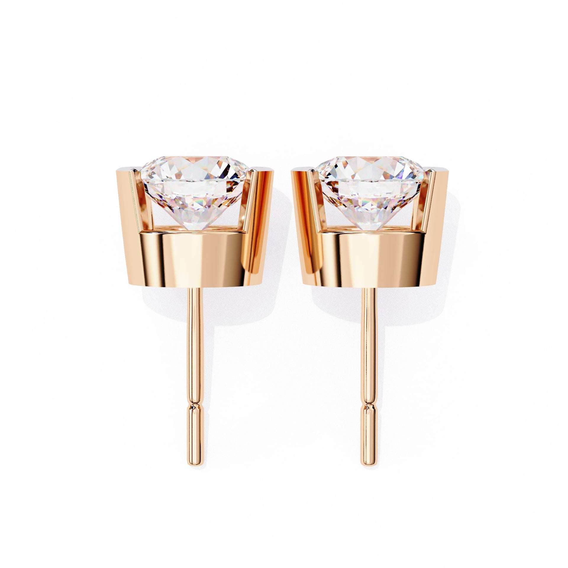 Lab Grown Round Diamond Half bezel Set Earrings