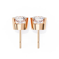 Round stud half bezel earrings
