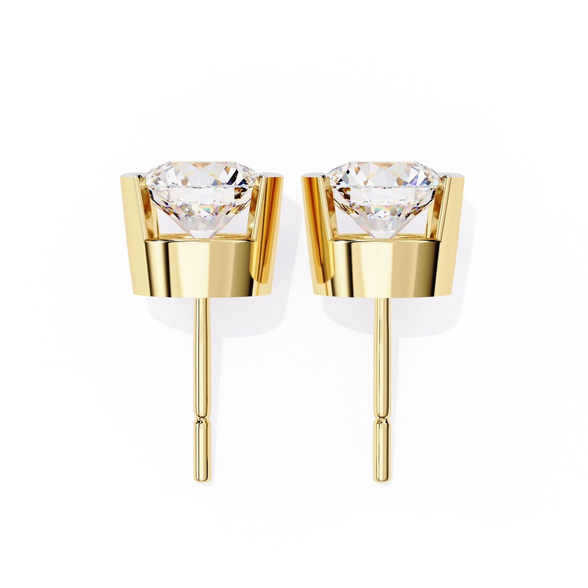 Lab Grown Round Diamond Half bezel Set Earrings