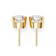 Round stud half bezel earrings