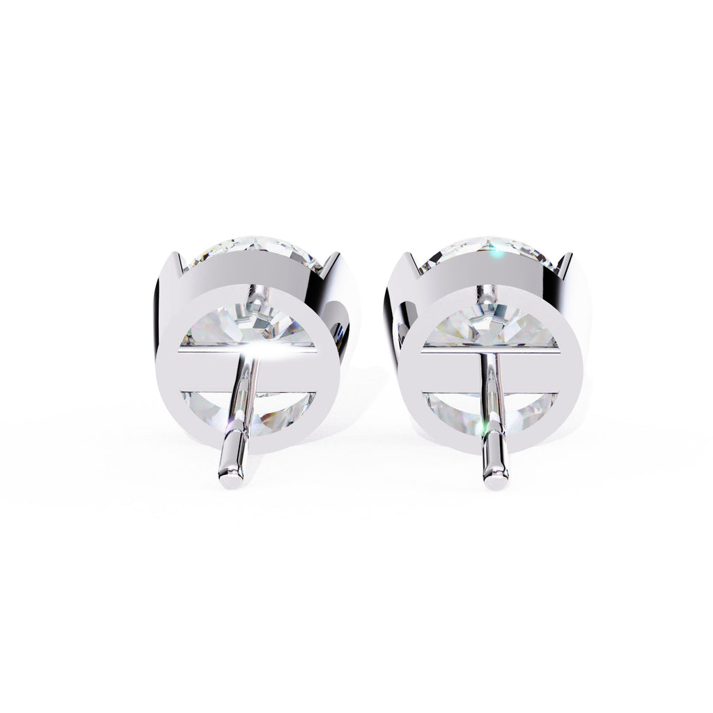 Round stud half bezel earrings