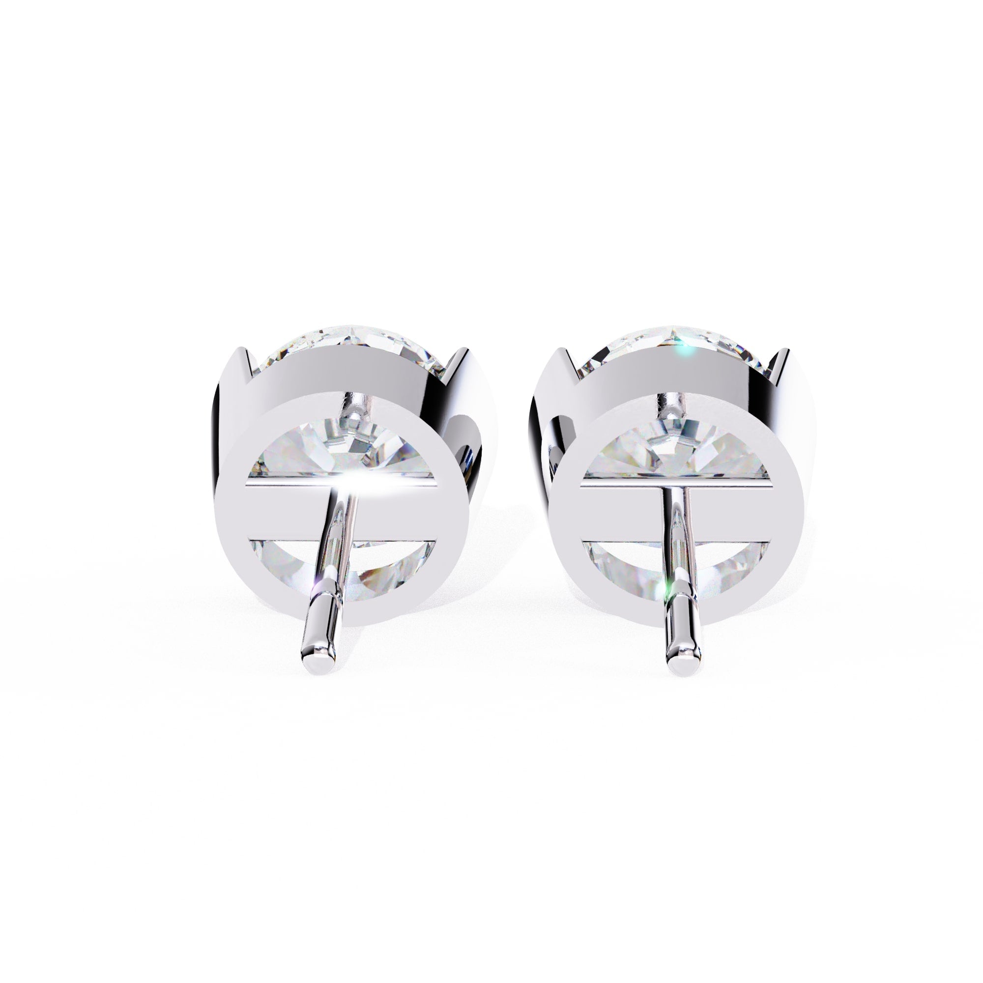 Round stud half bezel earrings