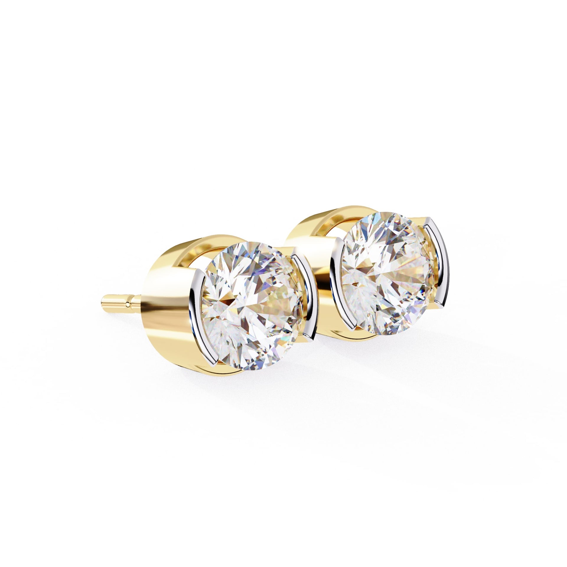 Lab Grown Round Diamond Half bezel Set Earrings