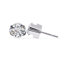 Round stud half bezel earrings