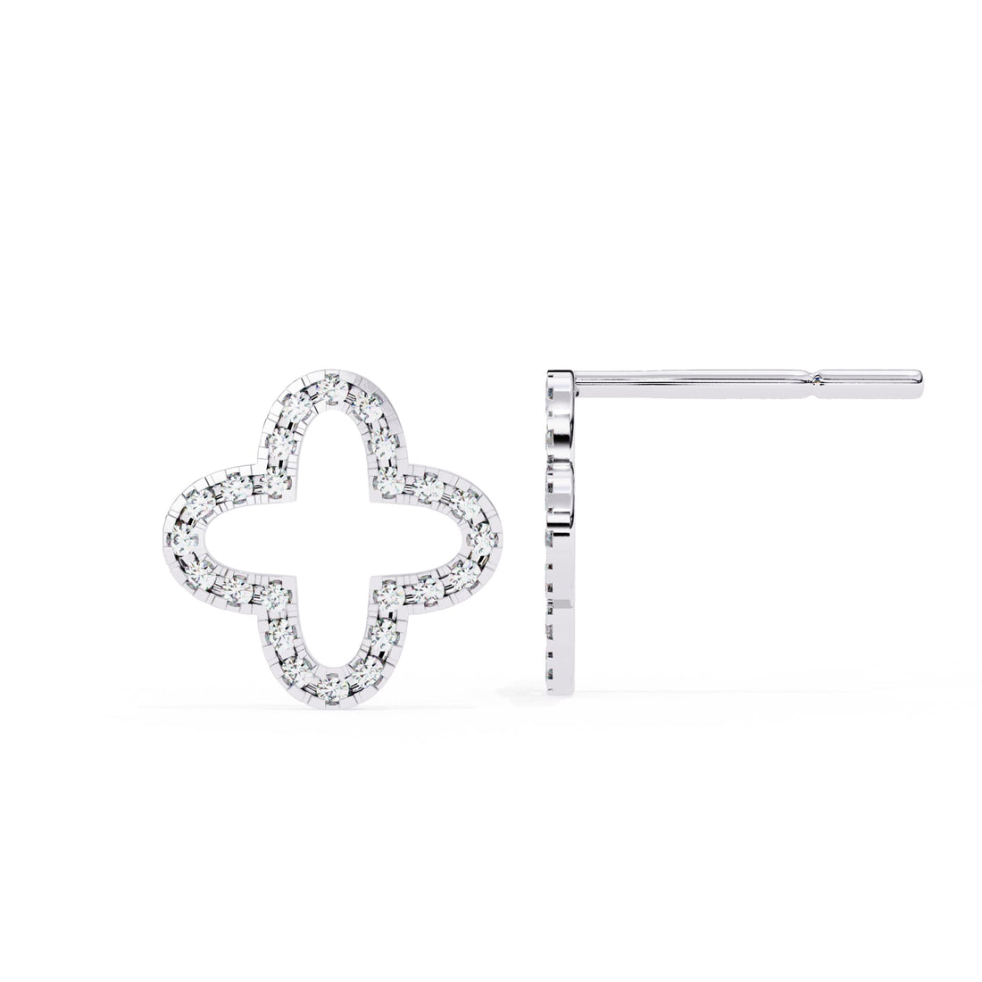 2 Carat Round Lab Grown Diamond Clover Stud Earrings