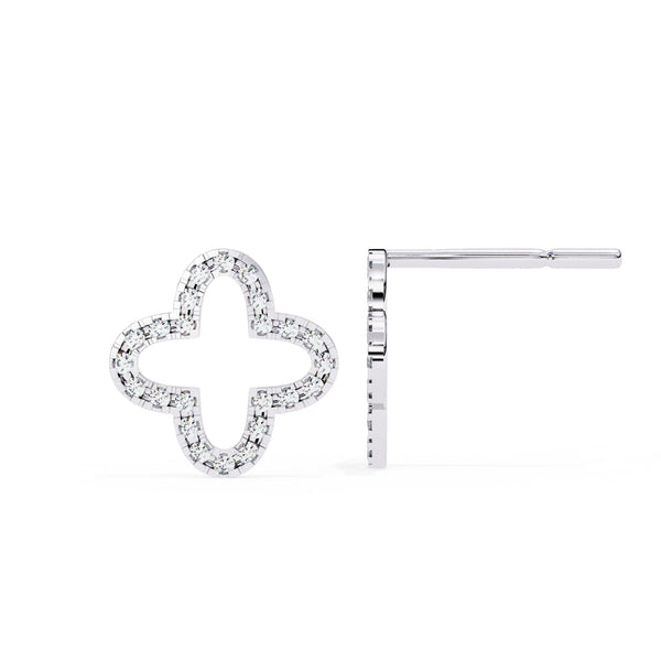 0.24 Carat Round Lab Created Diamond Clover Ear Studs For Women