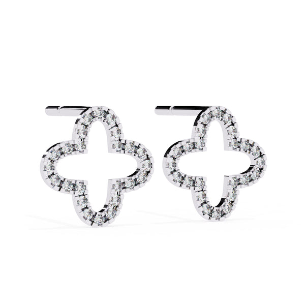 0.24 Carat Round Lab Created Diamond Clover Ear Studs For Women