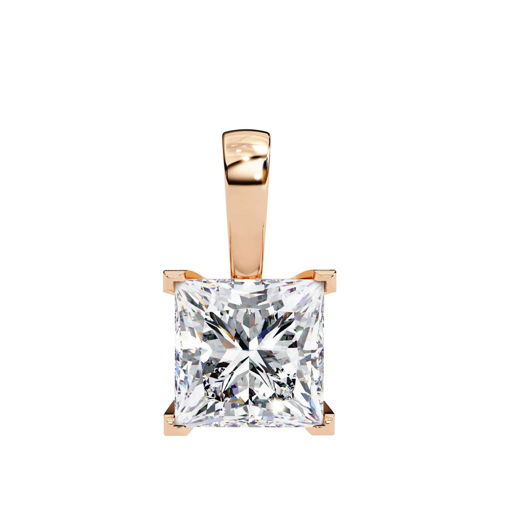 2.62 Carat  Prong Princess Cut Lab Grown Diamond Pendant