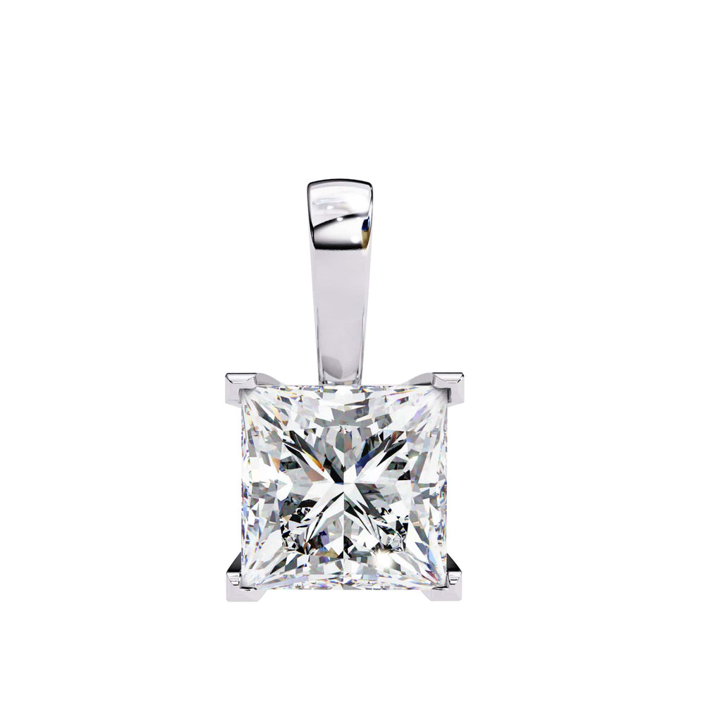 2.62 Carat  Prong Princess Cut Lab Grown Diamond Pendant