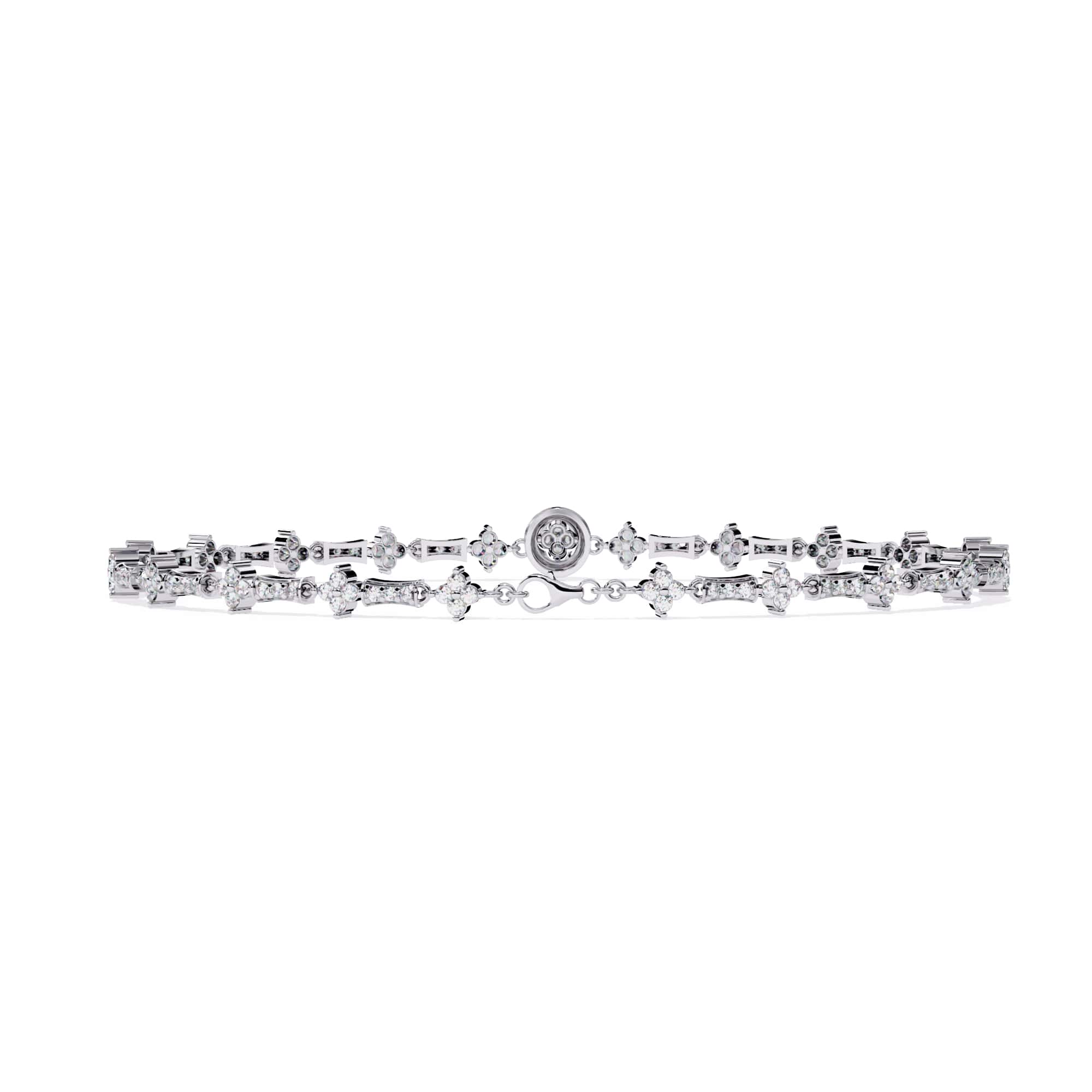 Round Cut Lab Diamond Floral Bracelet