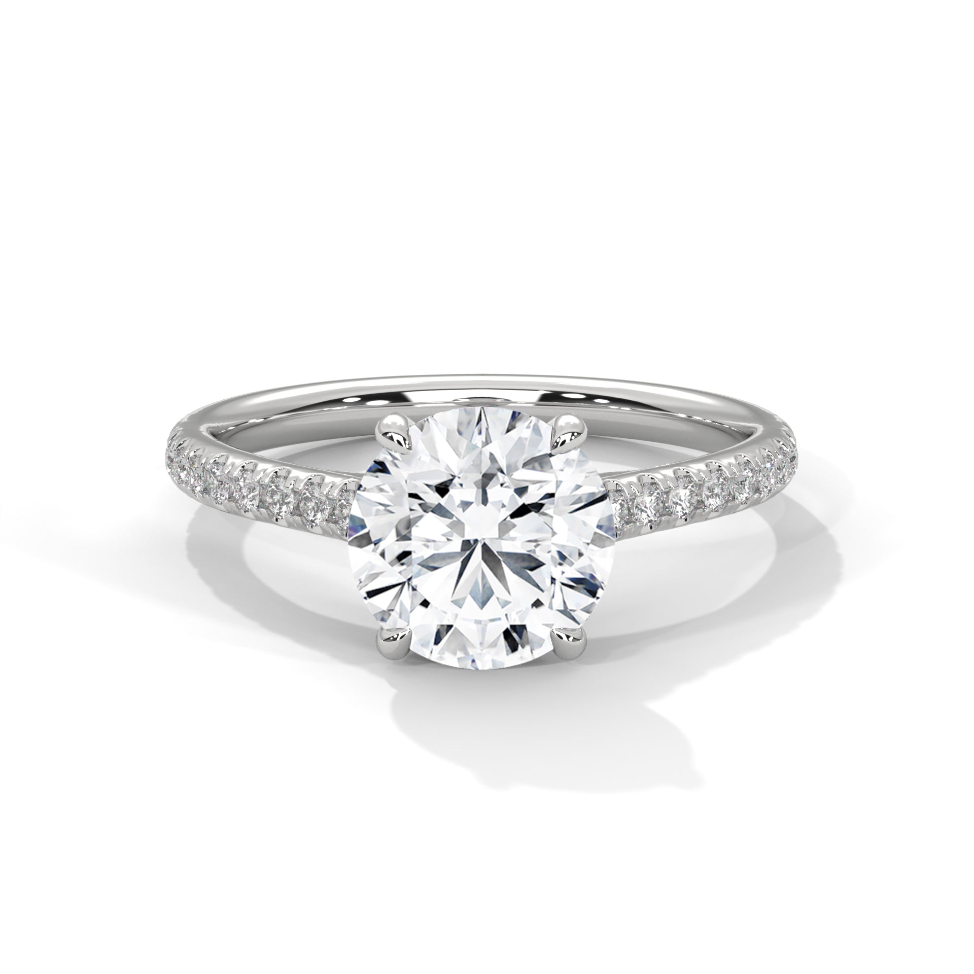Lab Diamond Round Cut Solitaire Accent Ring