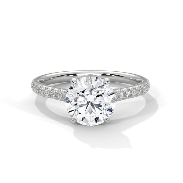Lab Diamond Round Cut Solitaire Accent Ring