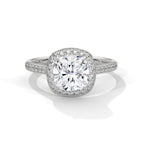 Cushion Cut Lab Grown Diamond Ring With Halo