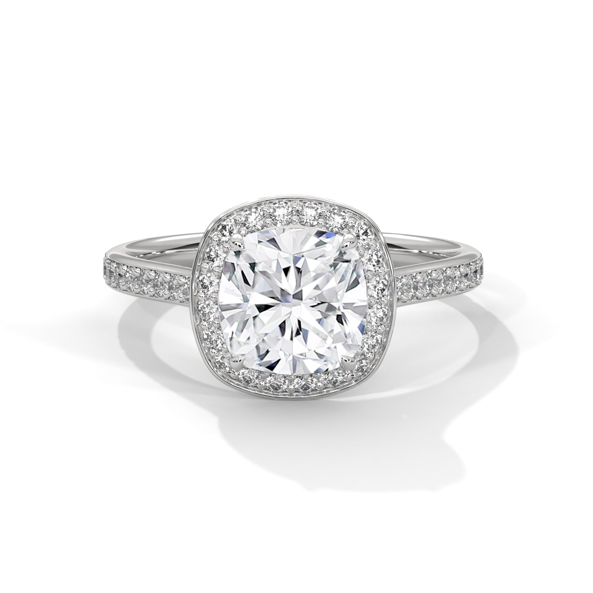 Cushion Cut Lab Grown Diamond Ring With Halo