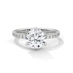 2 Carat Round Lab Diamond Solitaire Accent Engagement Ring