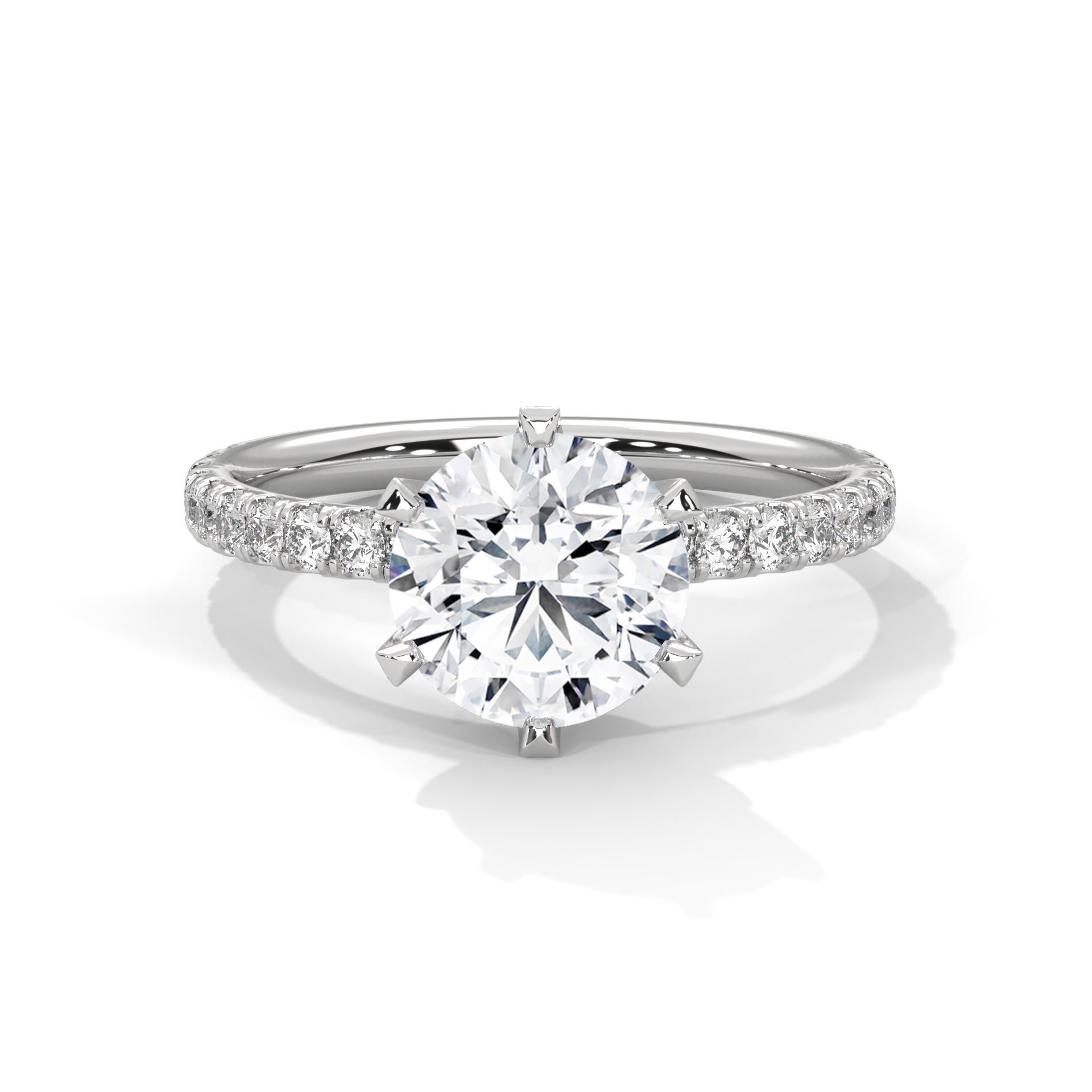 2 Carat Lab Diamond Solitaire Accent Engagement Ring
