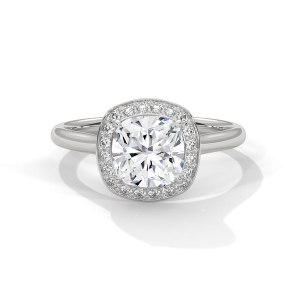 Cushion Cut Lab Diamond Halo Solitaire Ring