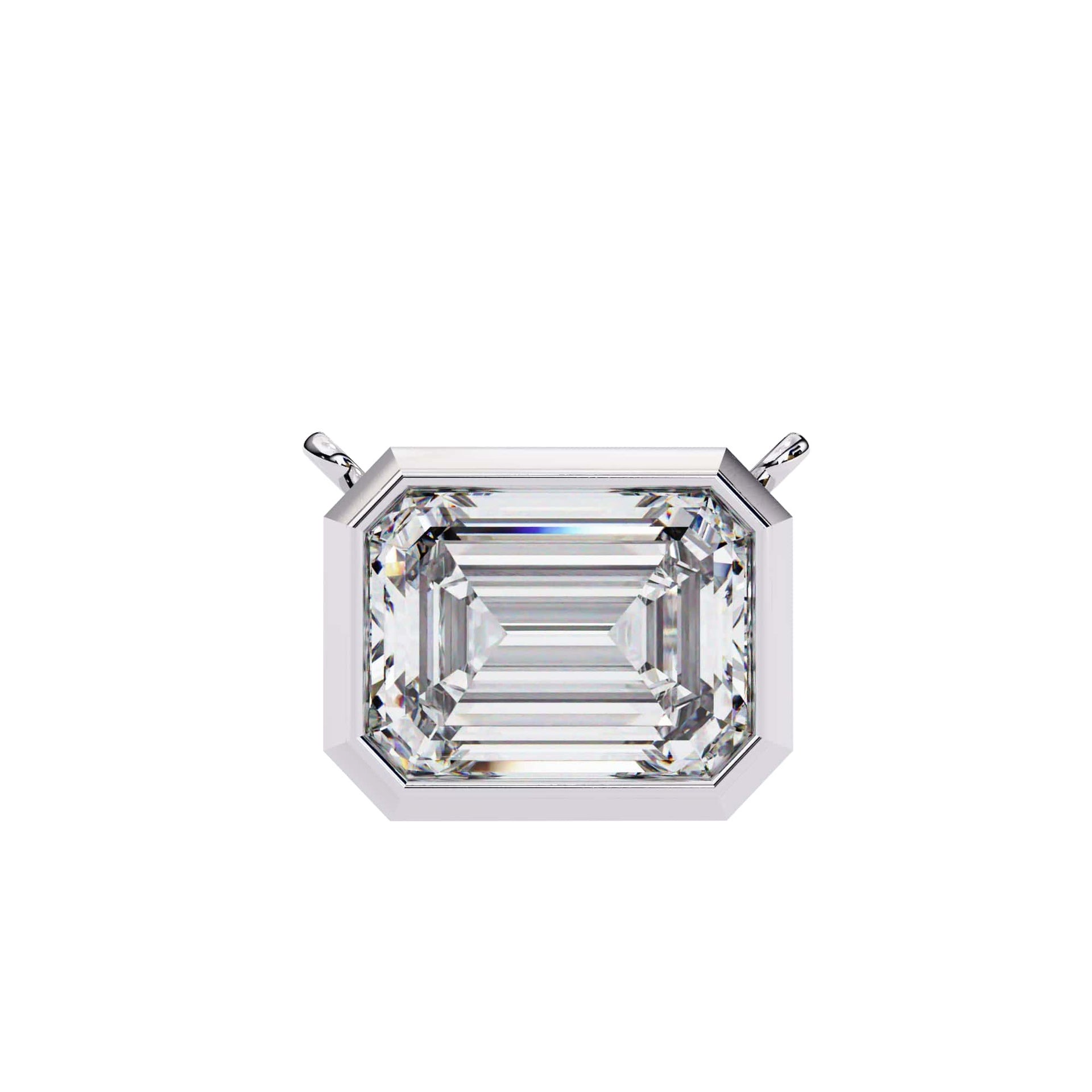 Emerald Cut Lab Grown Diamond Bezel Pendant