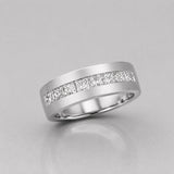 1 Carat Channel Set Princess Cut Lab Diamond Gents Gold Ring