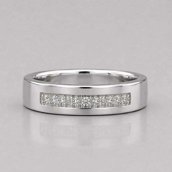 1.1 ct Round Cut Lab Grown Diamond 14K White Gold Pave Ring For Him