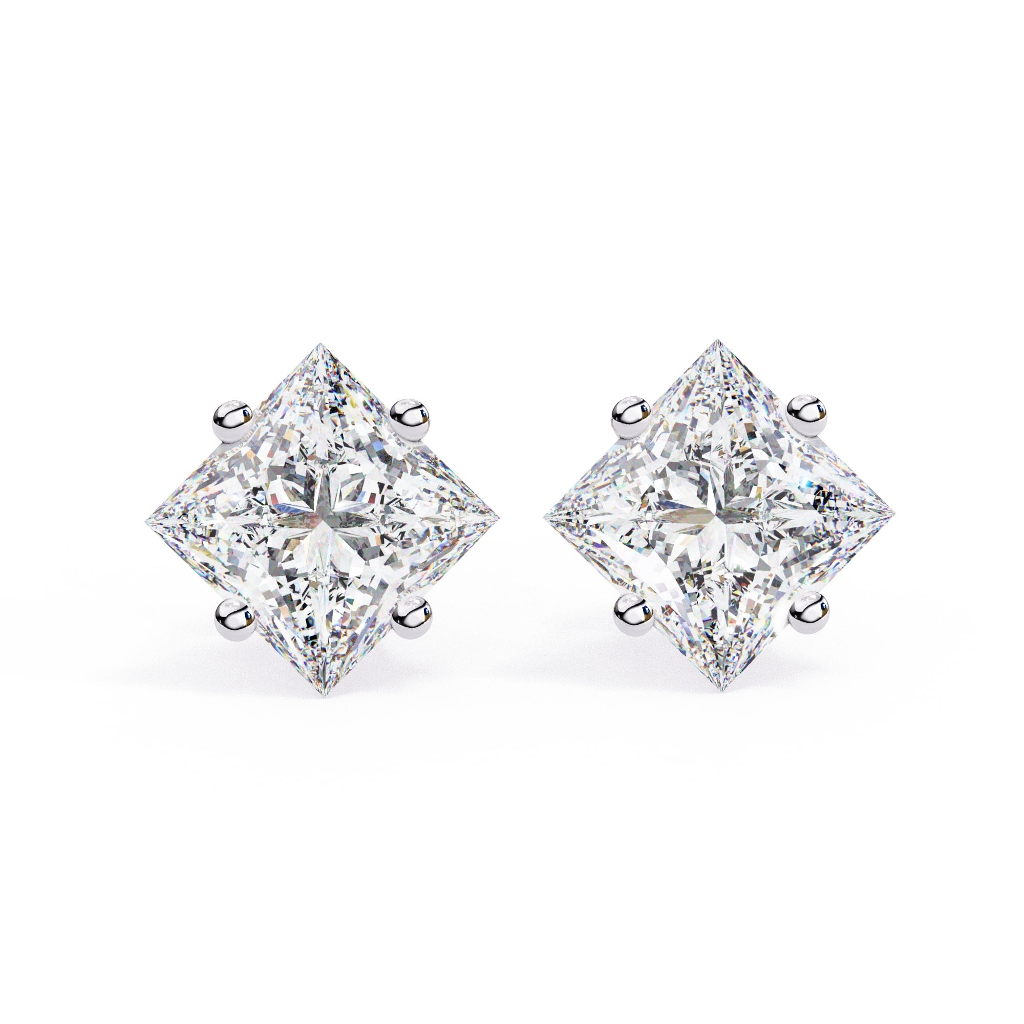 Princess cut Diamond Stud Earrings
