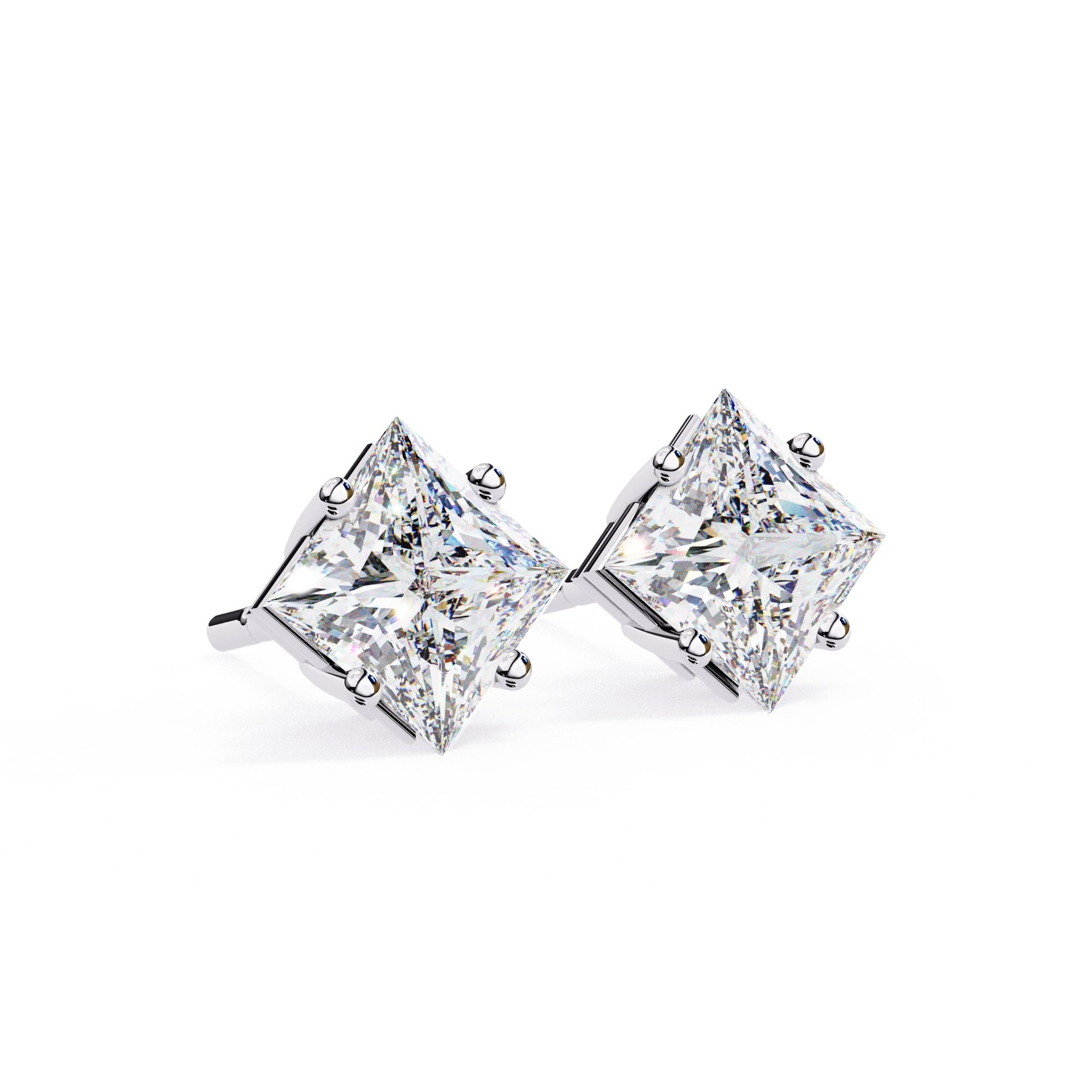 Princess cut Lab Grown Diamond Stud Earrings