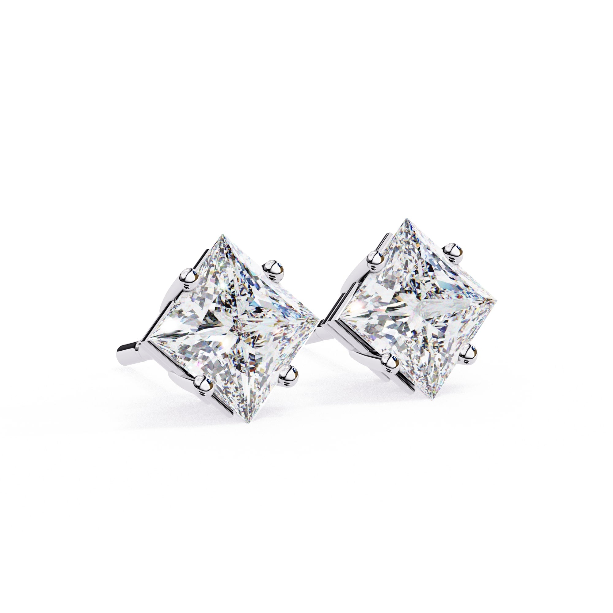 Princess cut Diamond Stud Earrings
