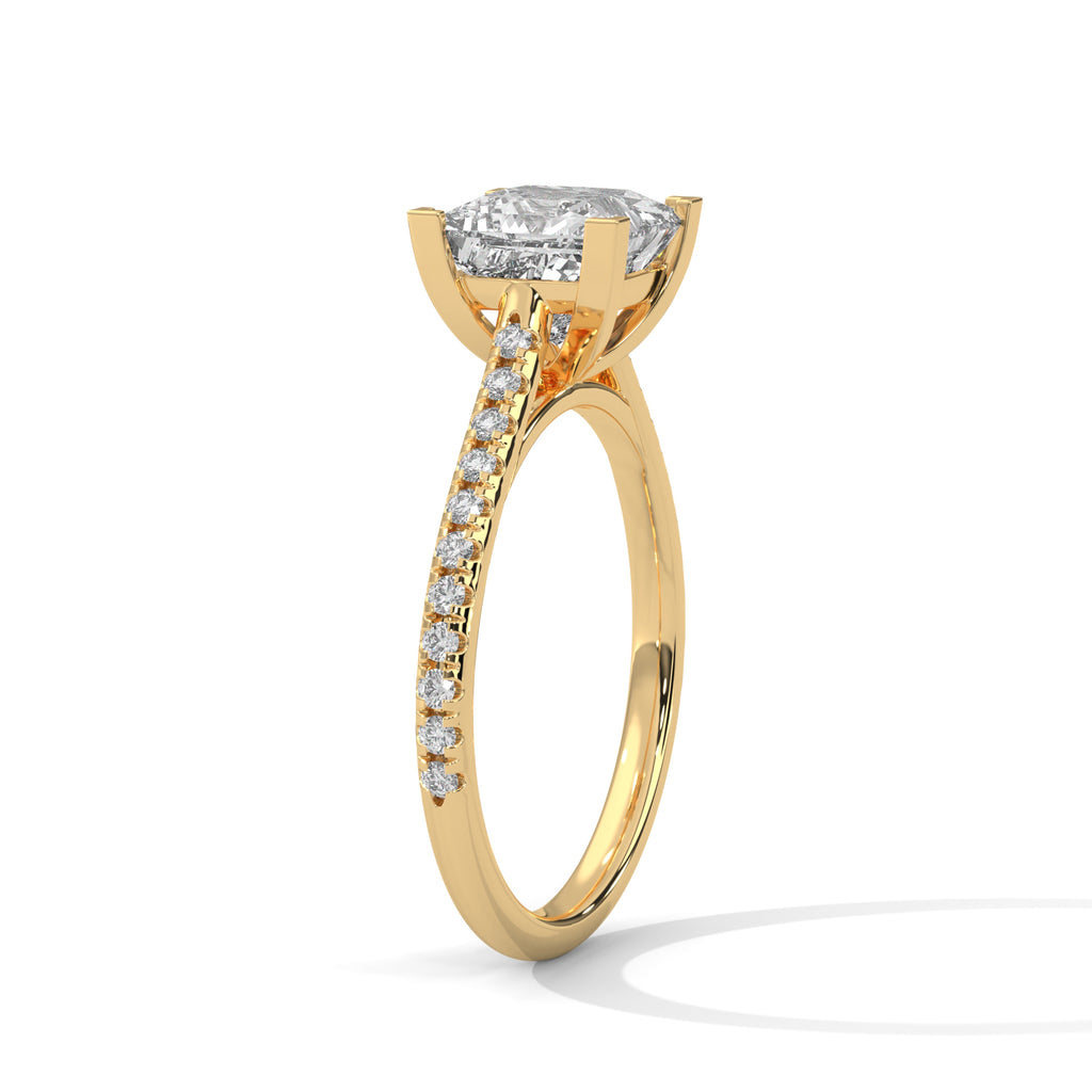 2 Carat Princess Diamond Solitaire Accent Ring