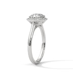 Cushion Cut Lab Diamond Halo Solitaire Ring
