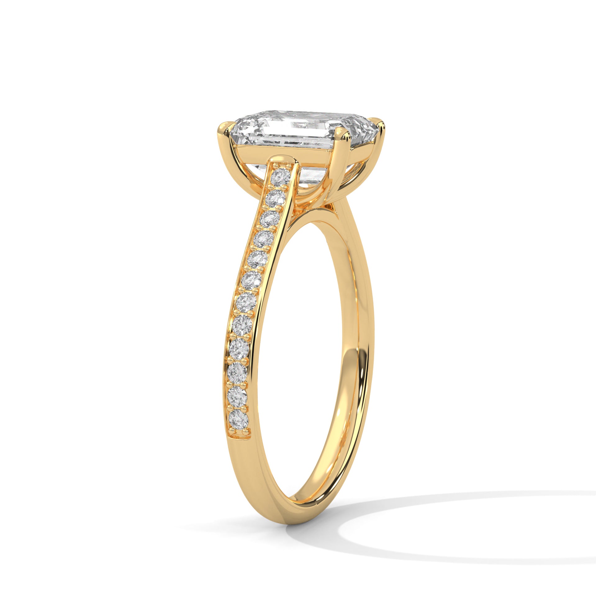 Emerald Cut Lab Diamond Solitaire With Accent Ring