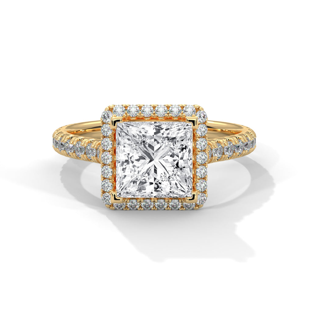 Solitaire Princess Diamond Ring With Halo Setting