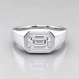 2.68 ct Emerald Cut Lab Diamond Engagement Ring with Bezel Setting
