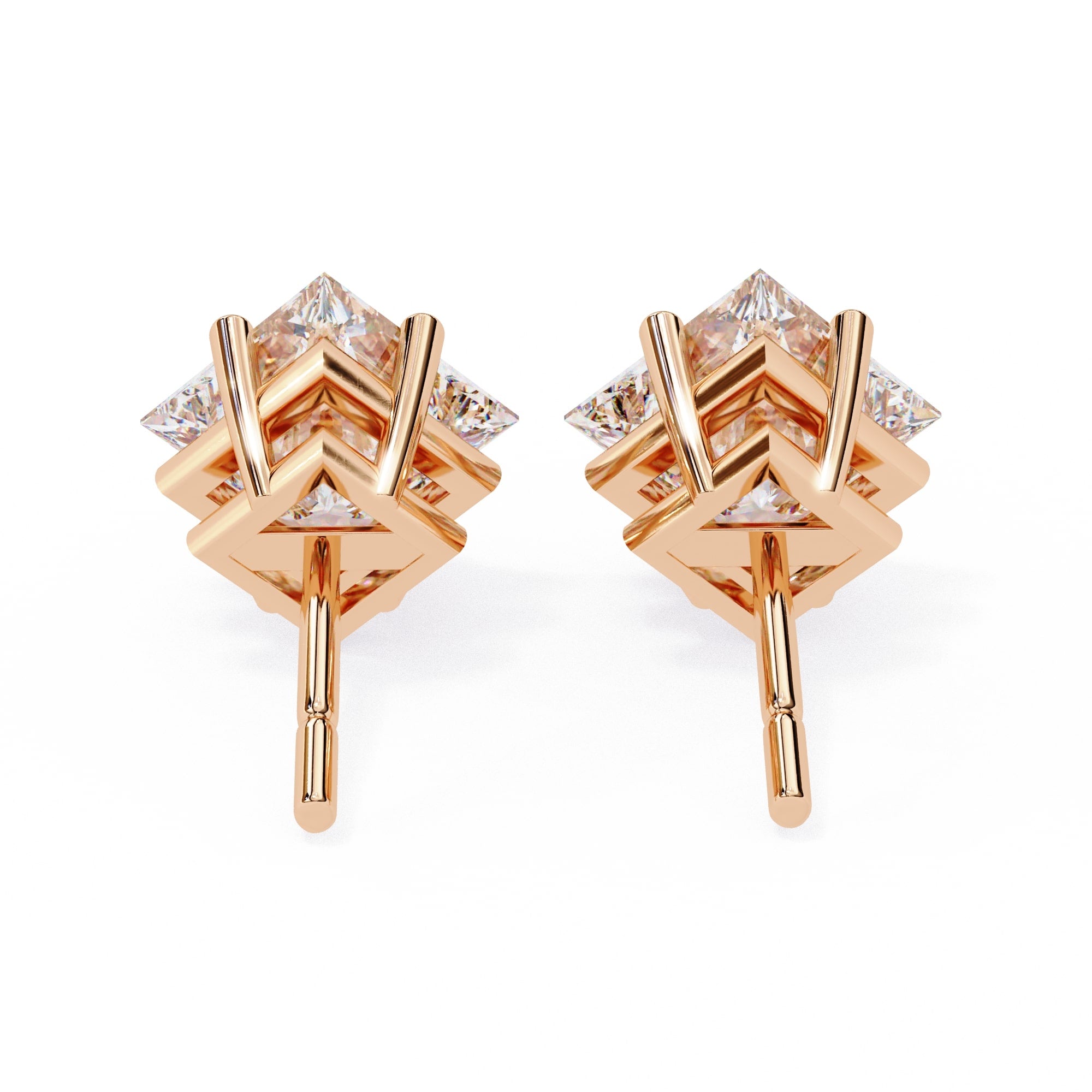 Princess cut Diamond Stud Earrings
