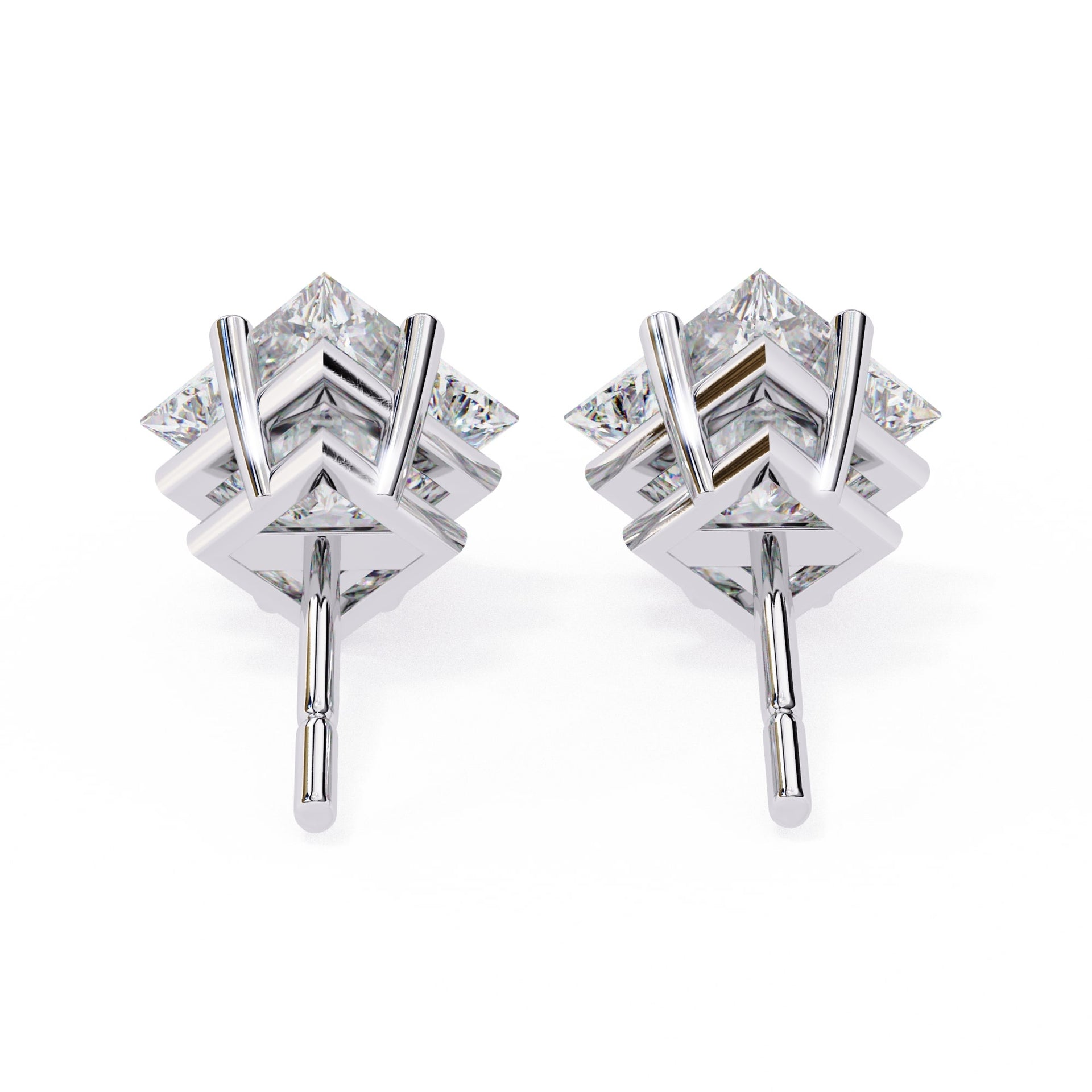 Princess cut Lab Grown Diamond Stud Earrings