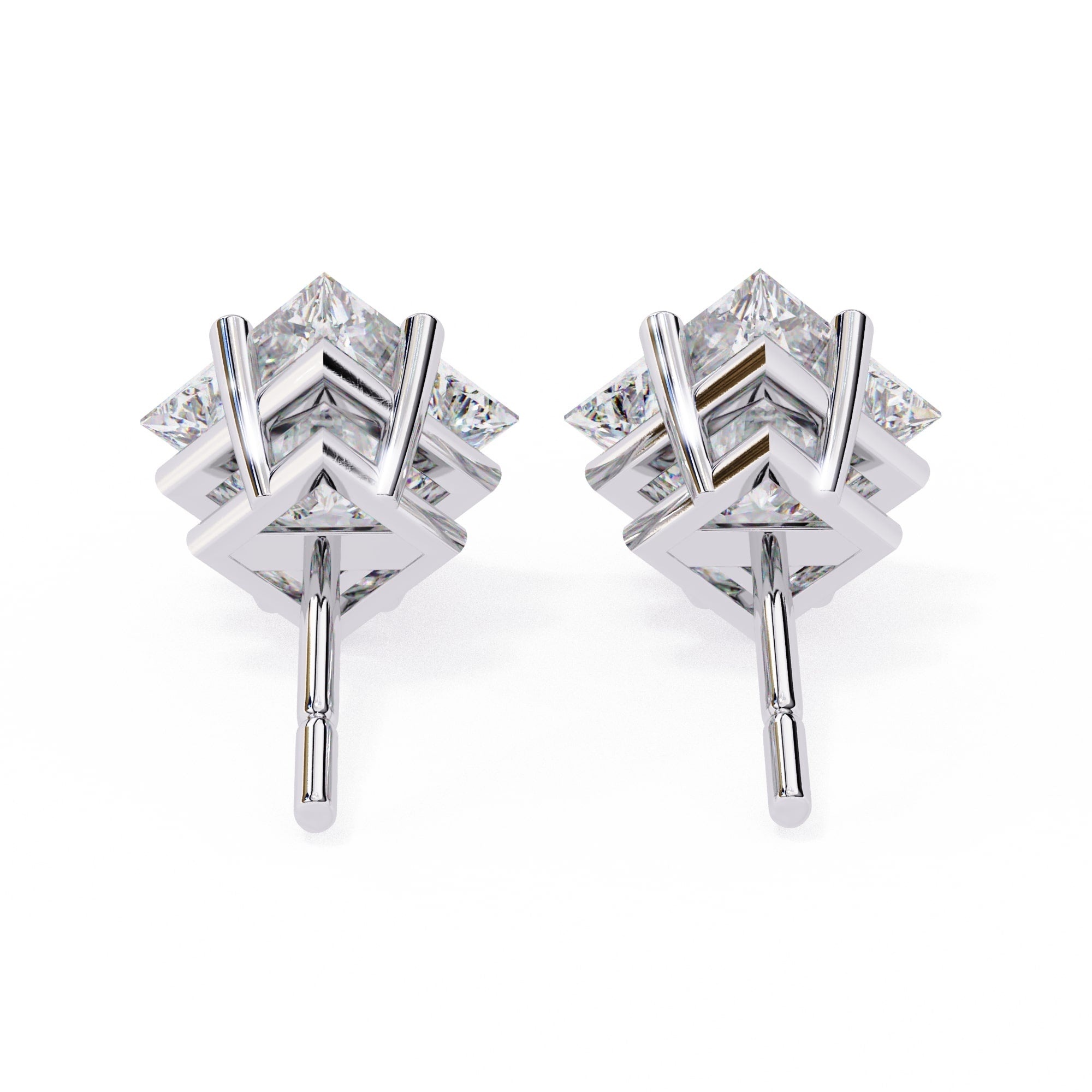 Princess cut Diamond Stud Earrings
