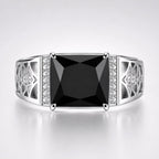5.5 Carat Radiant Cut Black Diamond Statement Ring For Men