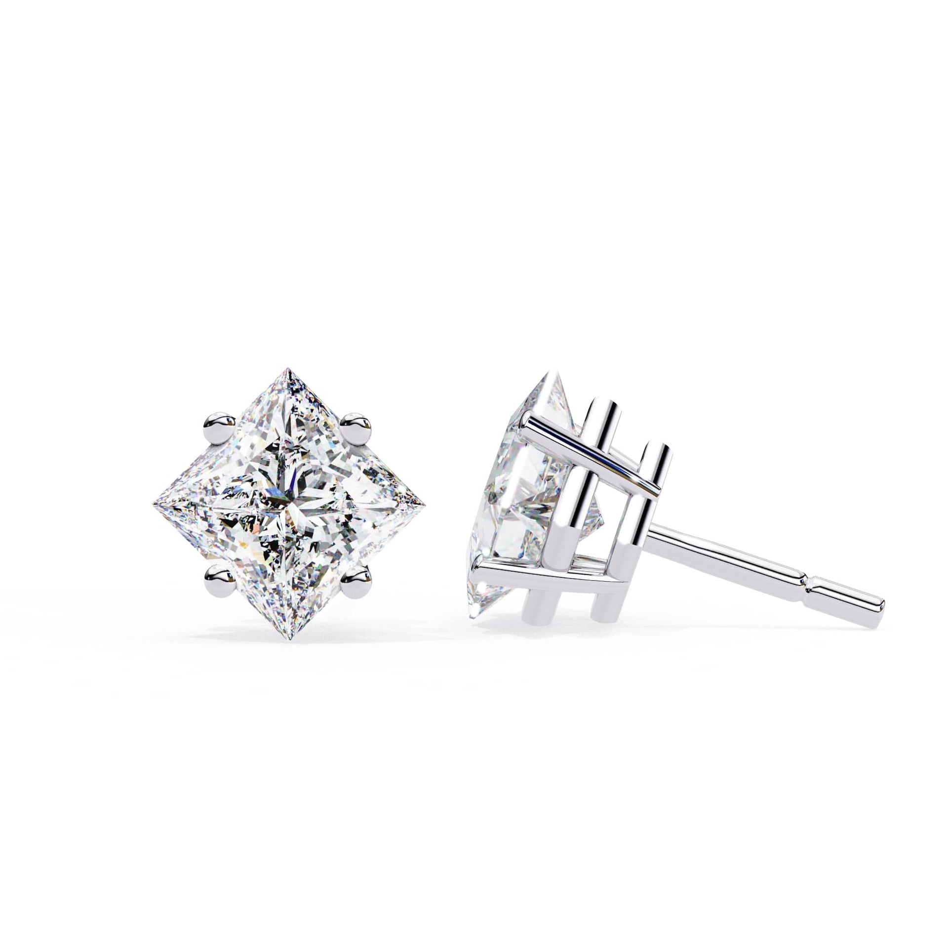 Princess cut Lab Grown Diamond Stud Earrings
