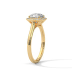 Cushion Cut Lab Diamond Halo Solitaire Ring