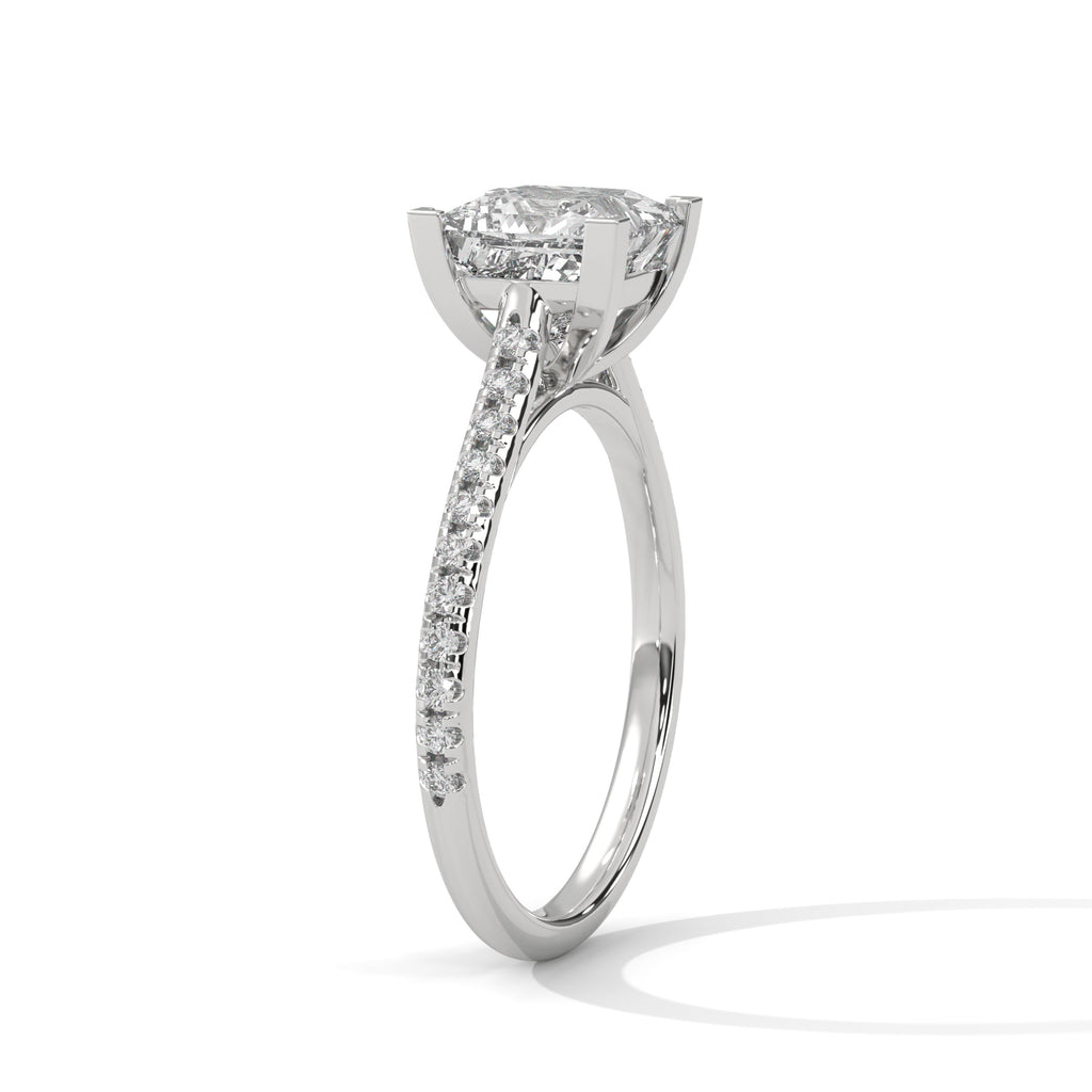 2 Carat Princess Diamond Solitaire Accent Ring