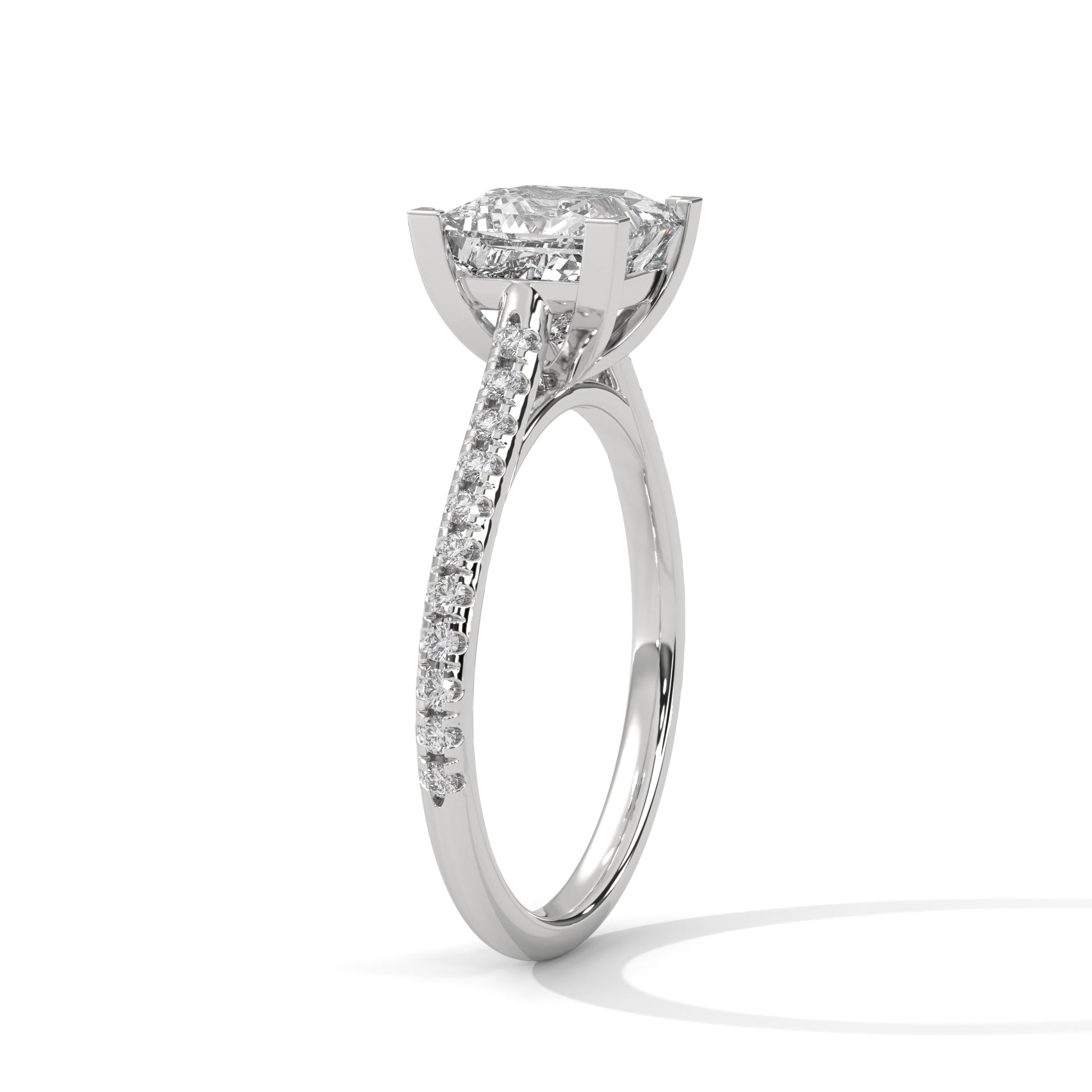 2 Carat Princess Diamond Solitaire Accent Ring
