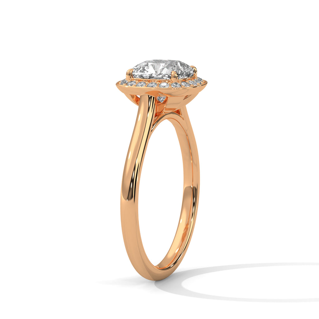 Cushion Cut Lab Diamond Halo Solitaire Ring