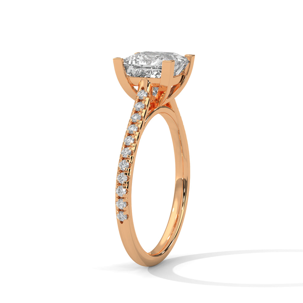 2 Carat Princess Diamond Solitaire Accent Ring