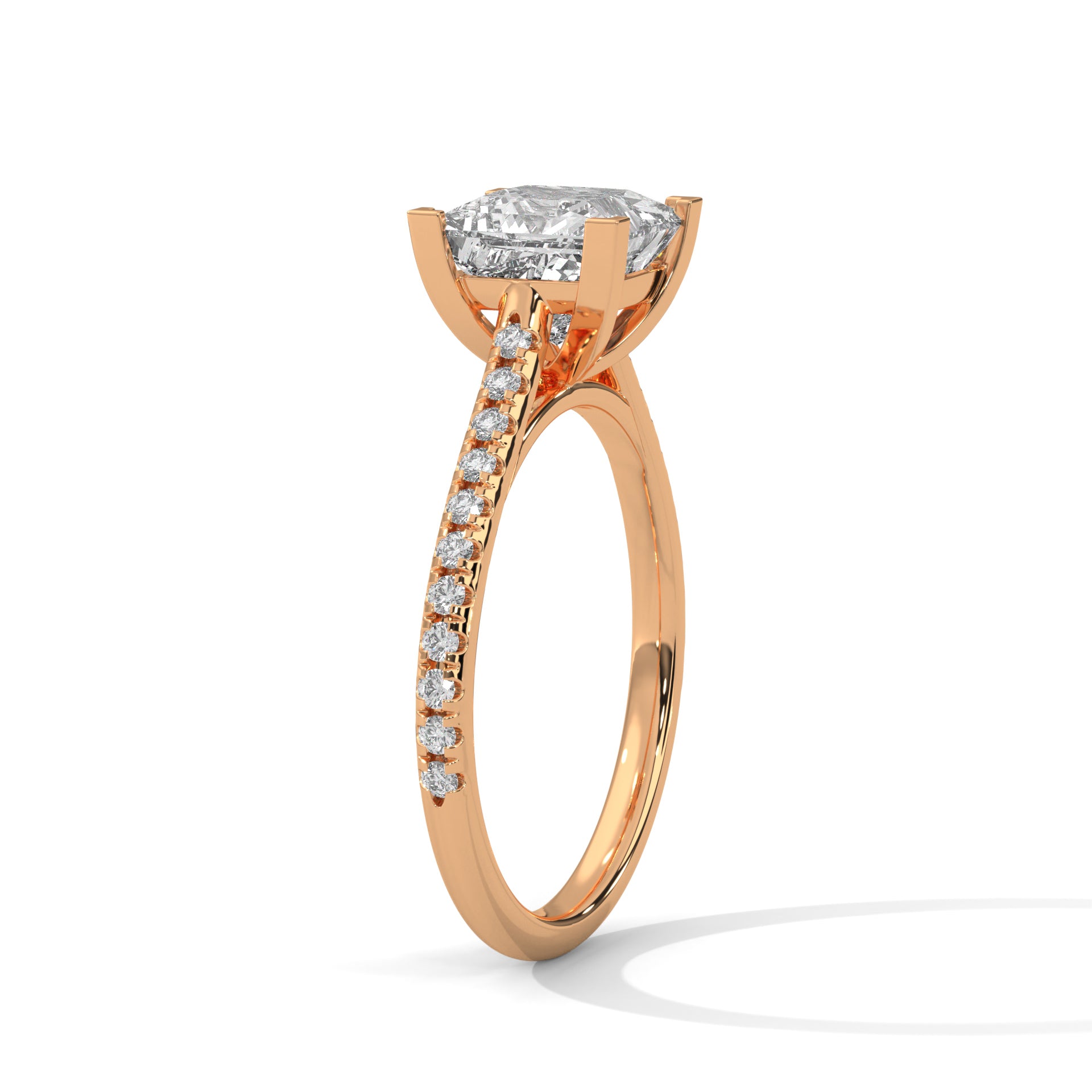 2 Carat Princess Lab Diamond Solitaire Accent Ring